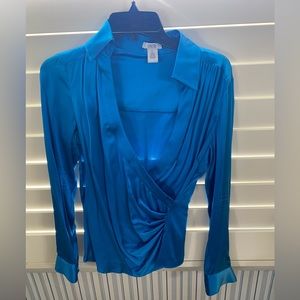 Bright Blue Silk Cache Blouse